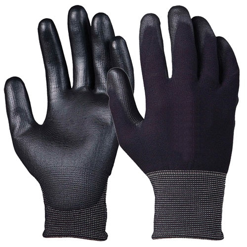 NYLON HANDSCHOEN PU GECOAT ZWART