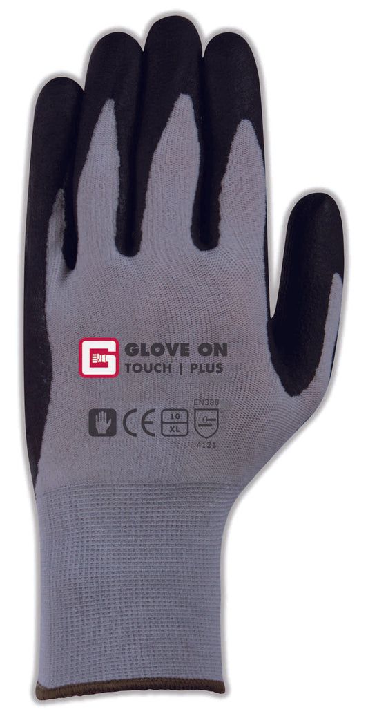 TOUCHPLUS HANDSCHOEN NITRILE ZWART MET NOPJES